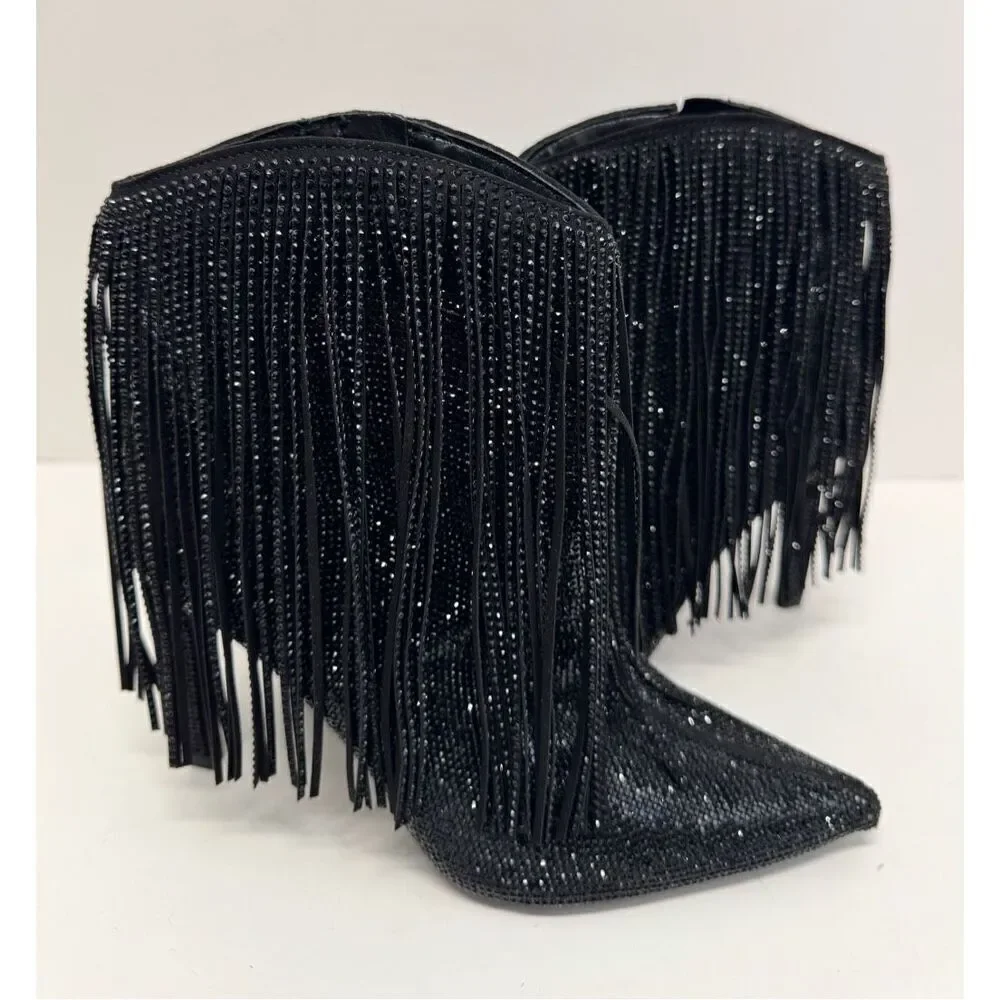 INC Boots Size 5.5 Black Western Ankle‎ Booties Pointed Toe Evening Shoes NEW